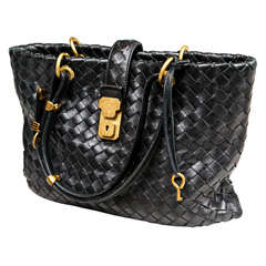 Bottega Veneta Woven Leather Satchel Brass Hardware presented by funkyfinders