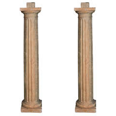 Pair of 19th Century Fluted Marble Columns