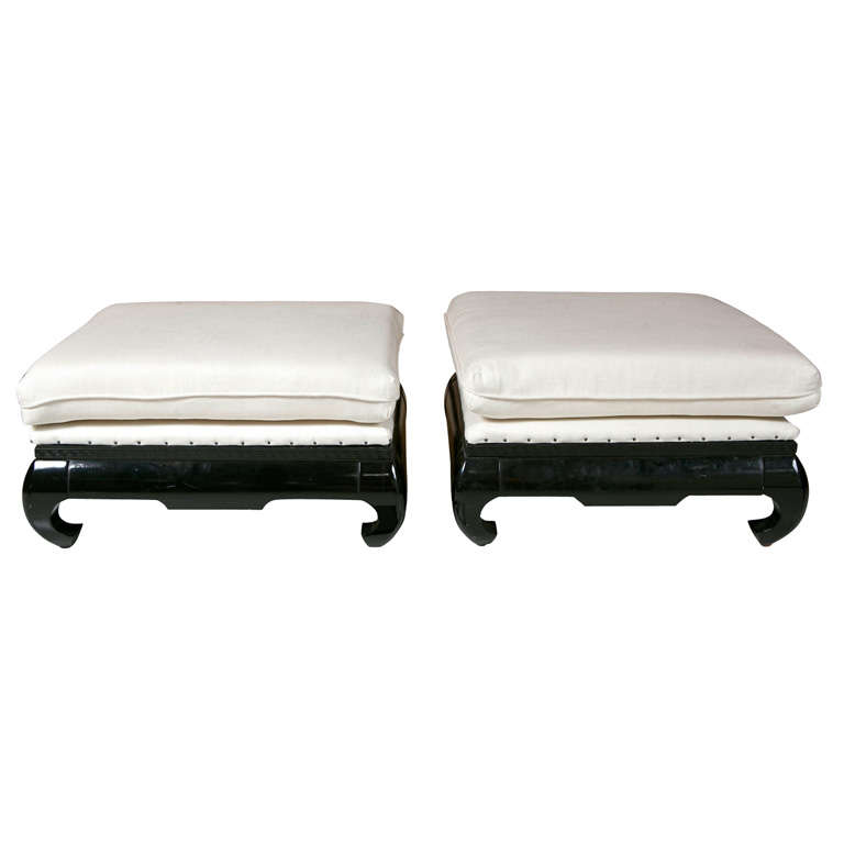 Pair of Oriental Lacquered Benches at 1stDibs