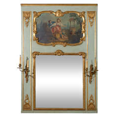 19th Century French Trumeau Mirror With Sconces