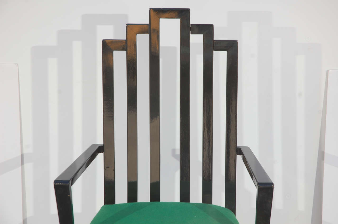 Late 20th Century Black Lacquer Arm Chairs