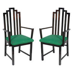 Black Lacquer Arm Chairs