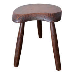 Vintage Wooden Stool in the Manner of Charlotte Perriand