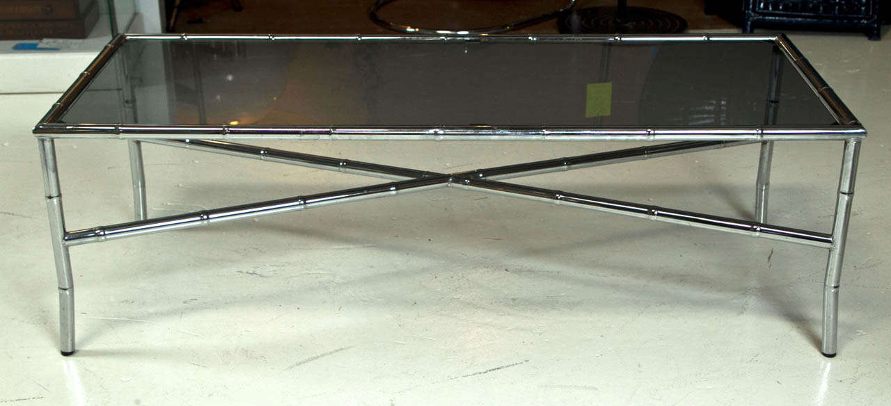 Chrome and Glass Mid Century Coffee Table In Good Condition In Stamford, CT