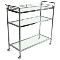 1950's Chrome and Brass Bar Cart