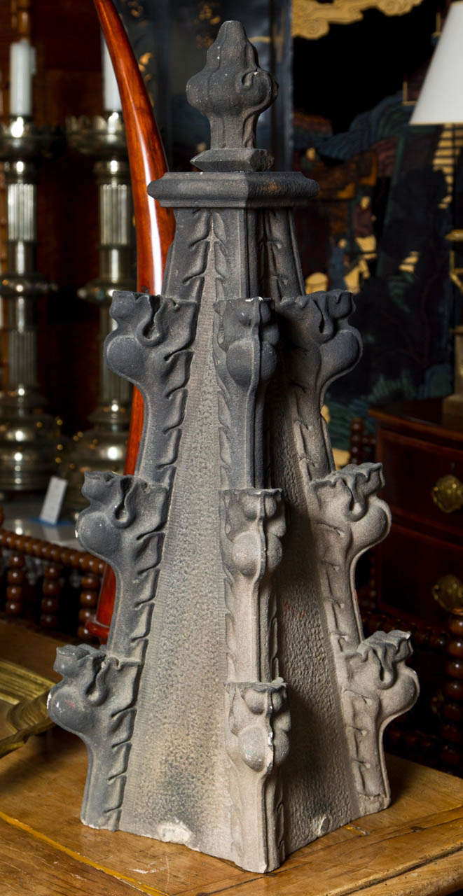 Pair of glazed terra cotta finials