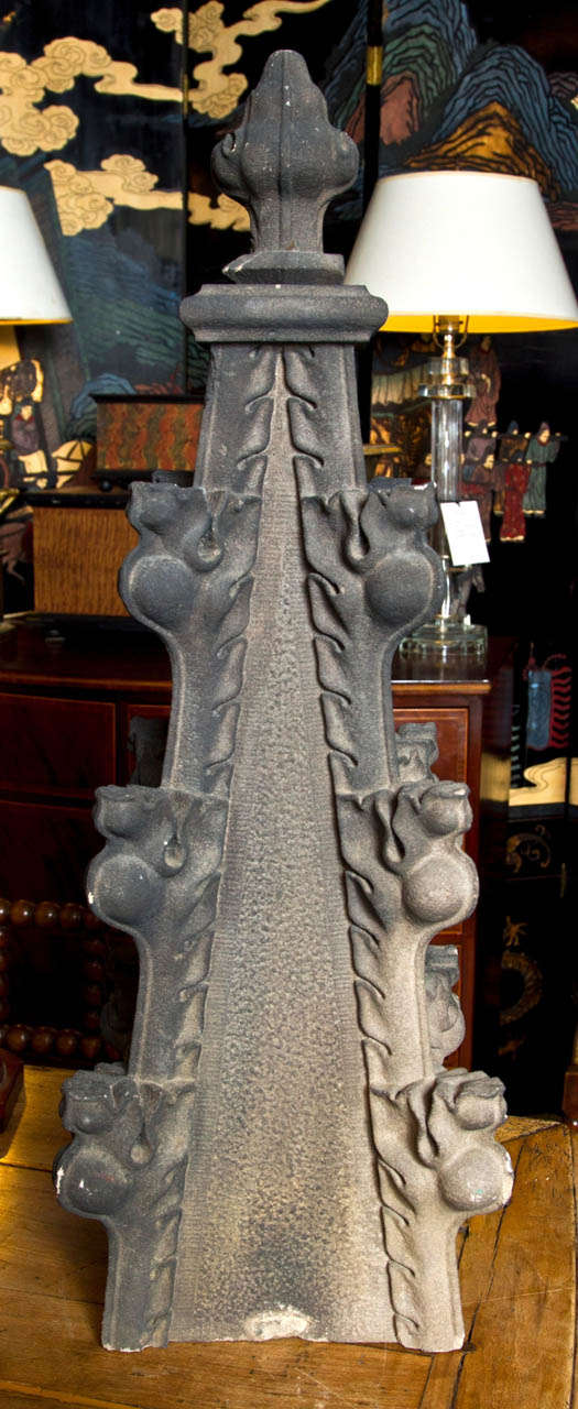 Pair of Glazed Terra Cotta Finials 1