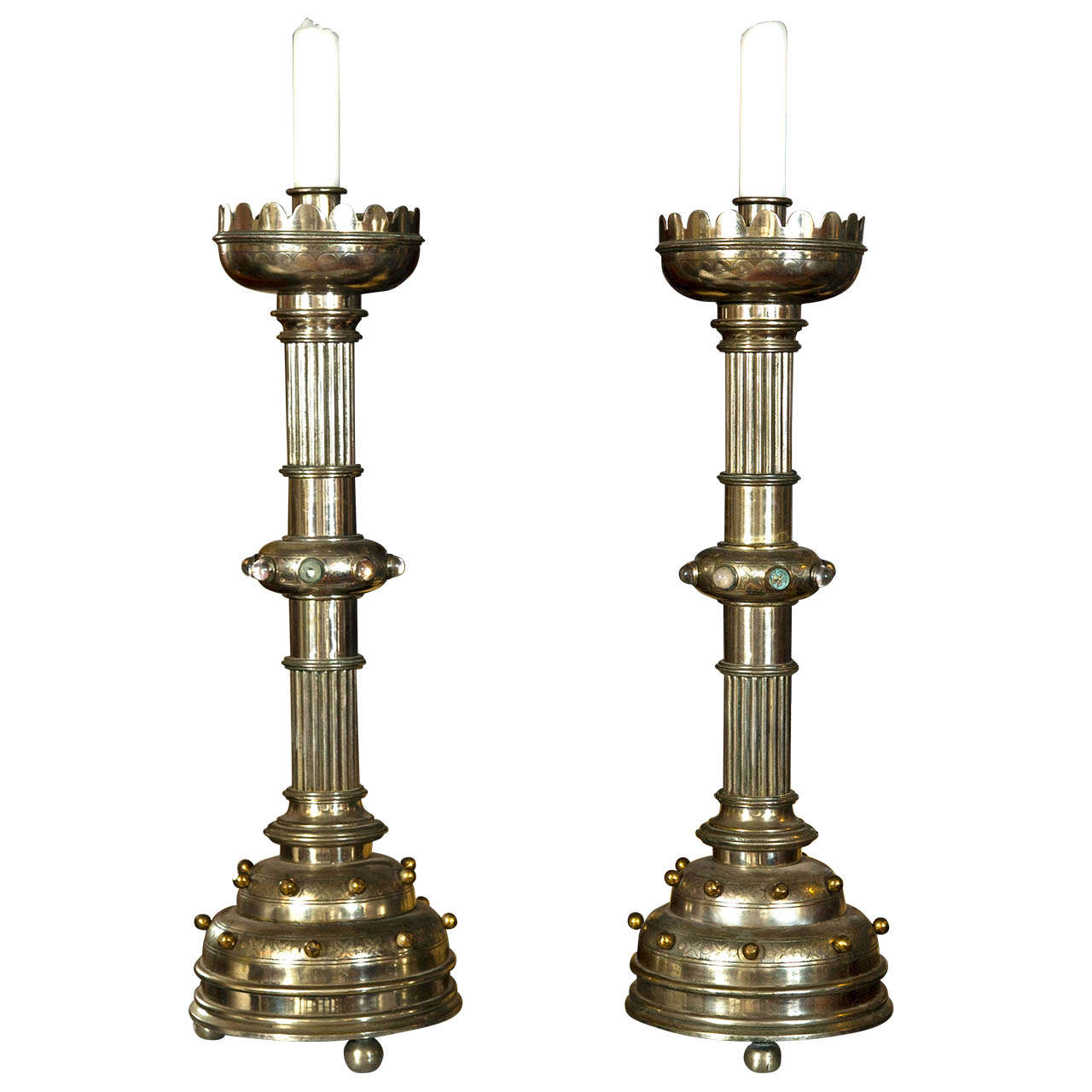 Pair of Turn of Century Candle Dora For Sale