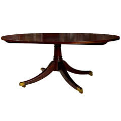Antique C. 1920
s Mahogany Regency CoffeeTable on Brass Casters