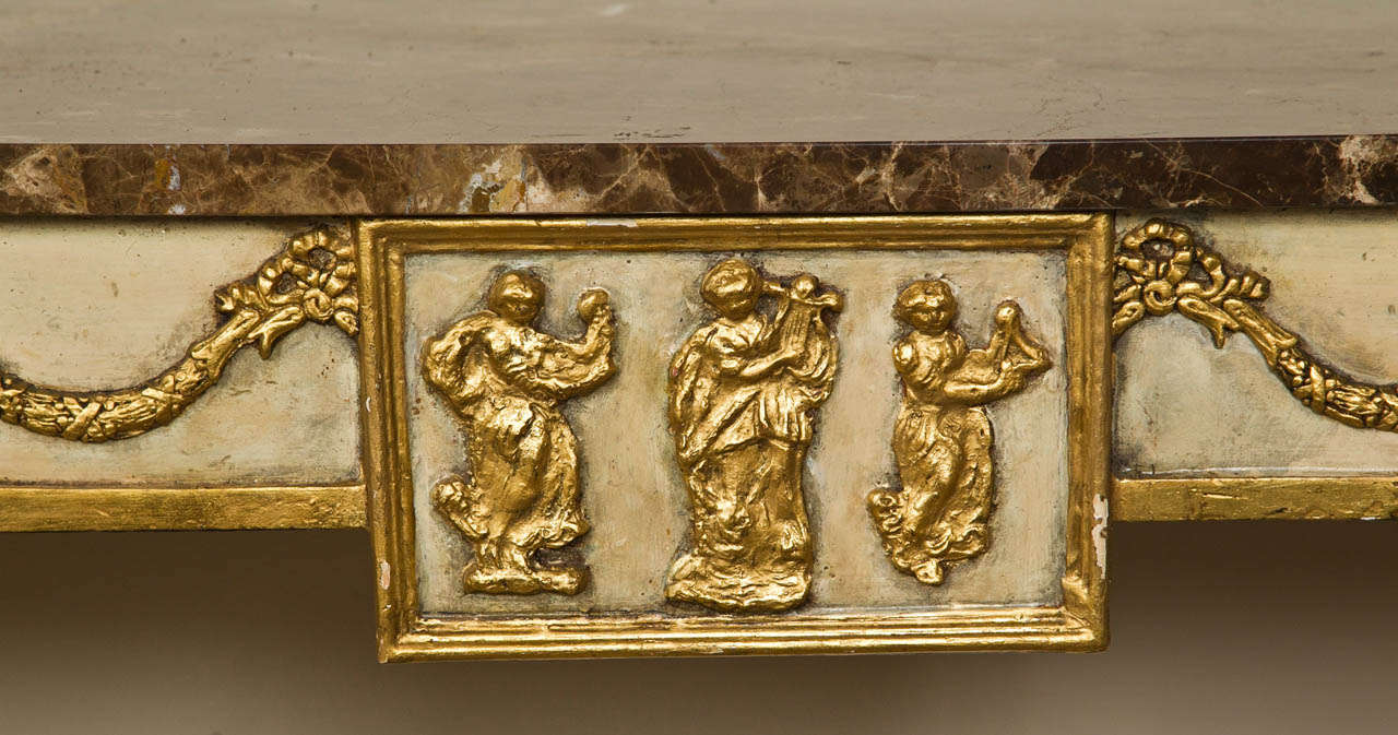 Neoclassical Style Marble Topped Painted and Gilt Console Table 5