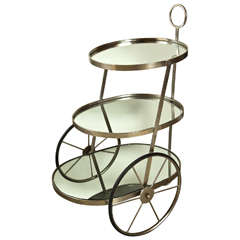 Modern Mid Century Style 3 Tier Metal and Glass Bar Cart