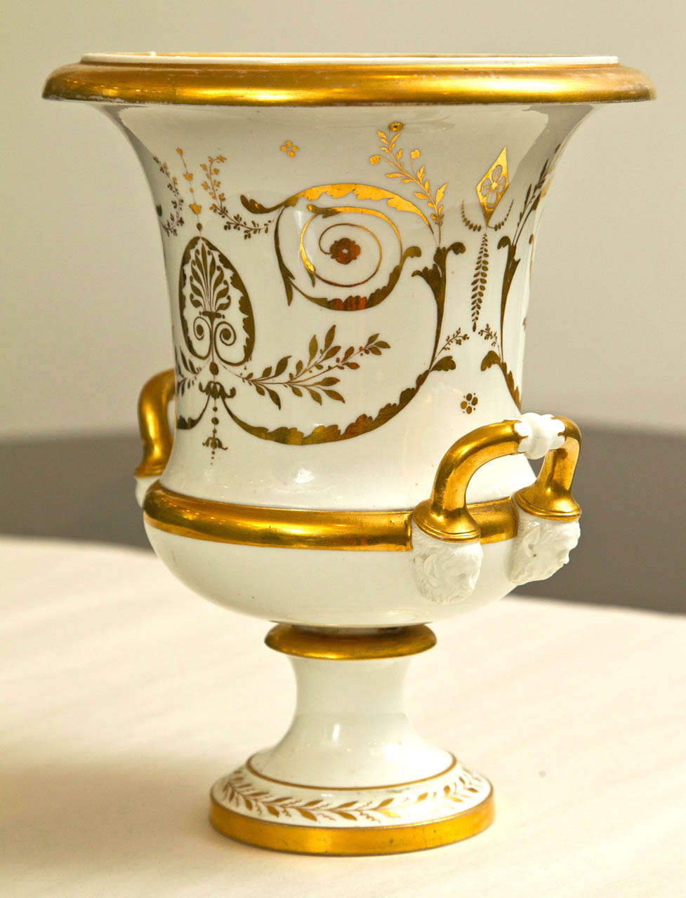 19th Century 19th Continental White and Gilt Classical Urn