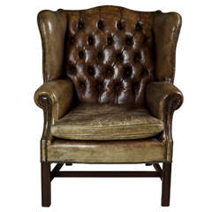 1920's Leather Wingback Chair with Nail heads