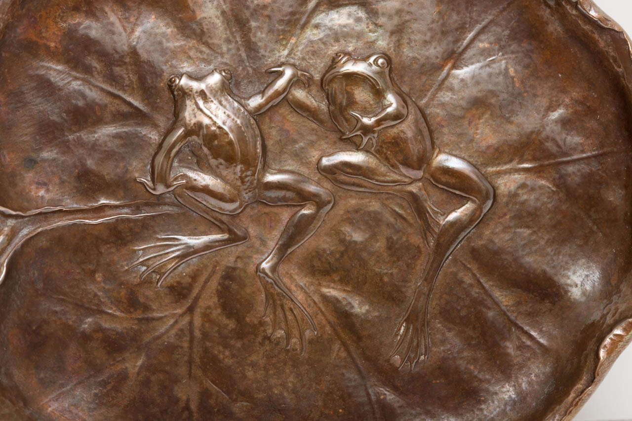Early Gorham Bronze Lily Pad Pin Tray with Frogs In Excellent Condition In New York, NY
