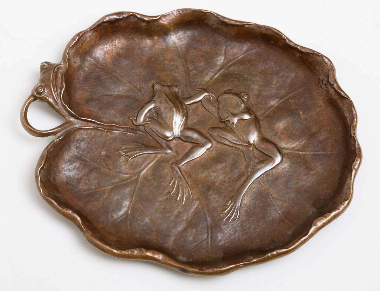 20th Century Early Gorham Bronze Lily Pad Pin Tray with Frogs
