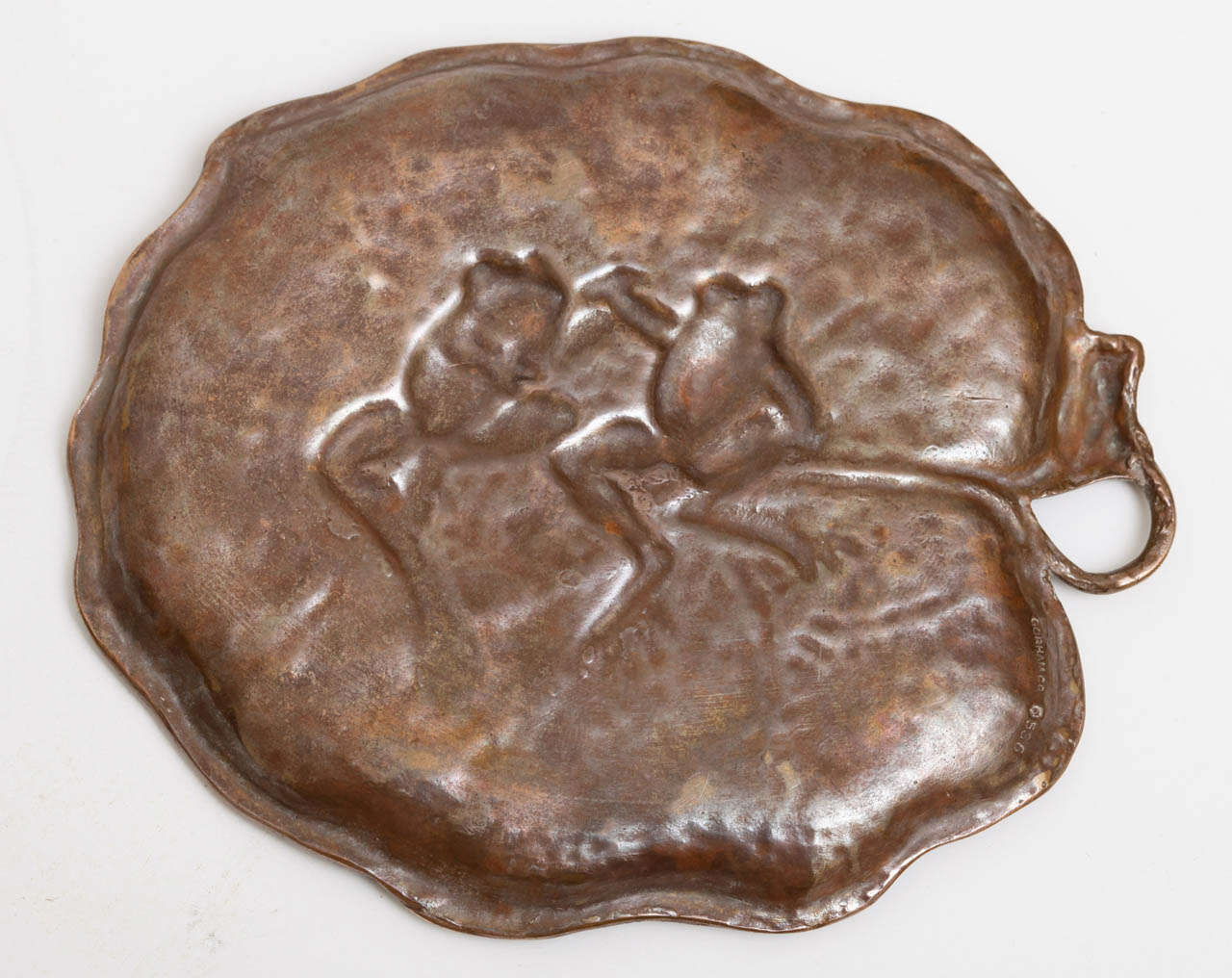 Early Gorham Bronze Lily Pad Pin Tray with Frogs 1