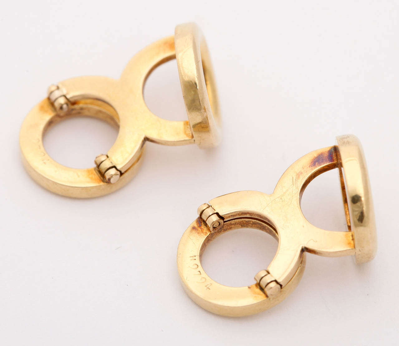Rare Cartier Gold Hinged Circle Cufflinks 2