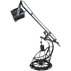 20th Century Large Industrial Floor Lamp with Hydraulic Cylinder