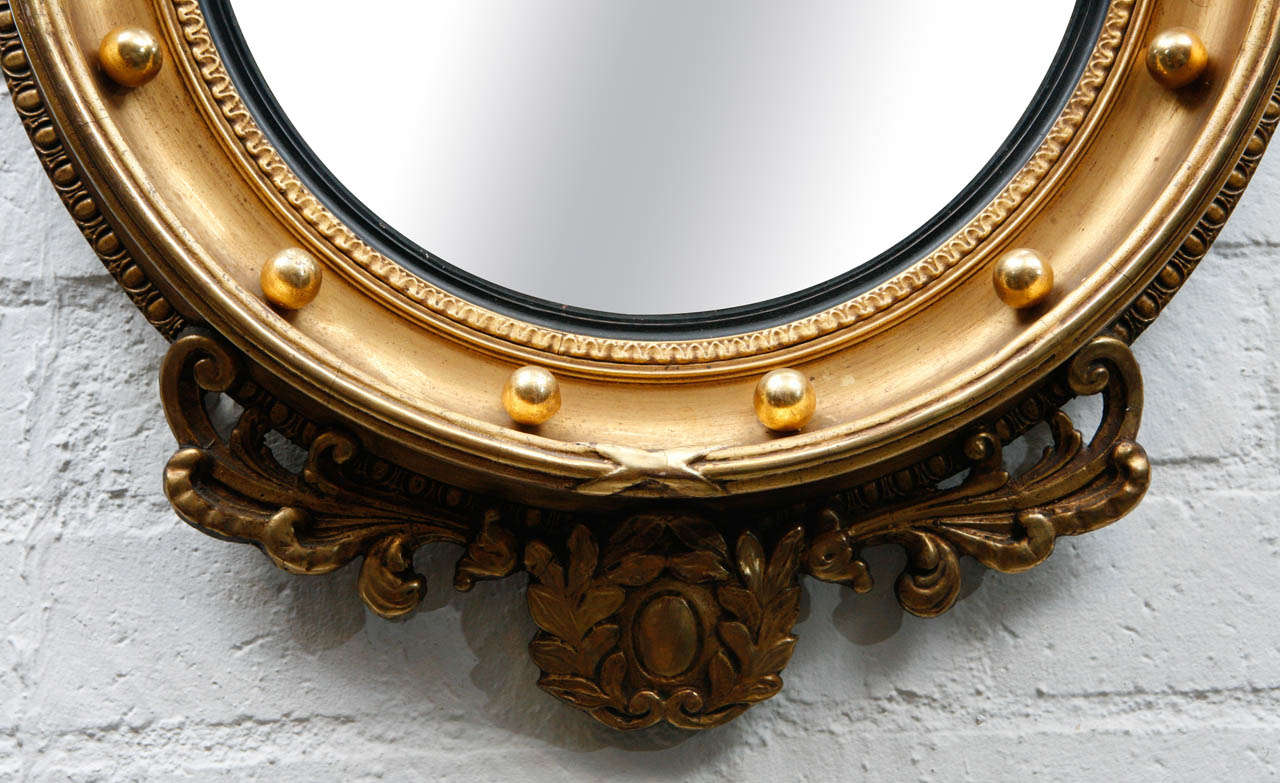 Gilt Early 1900's Federal Convex Mirror w/Eagle