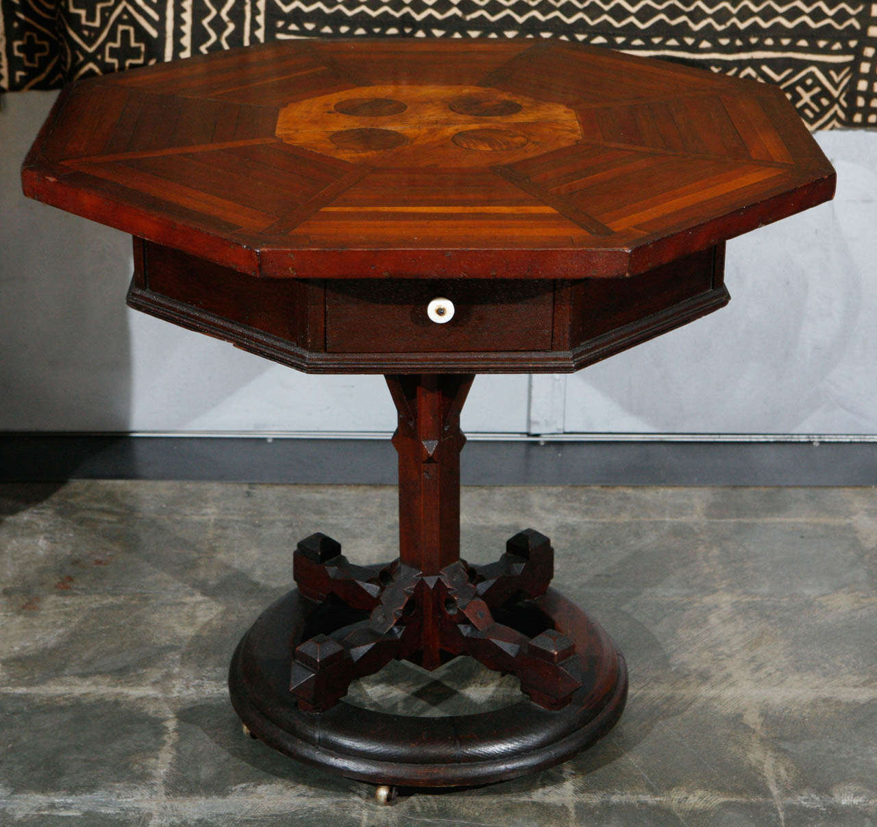 American Folk Art Table Signed and Dated 1881 In Good Condition For Sale In Culver City, CA