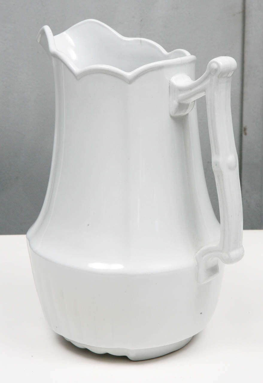 19th C White Ironstone Pitchers In Good Condition In Culver City, CA