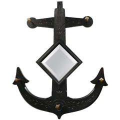 Large Eastlake Anchor Wall Rack with Mirror