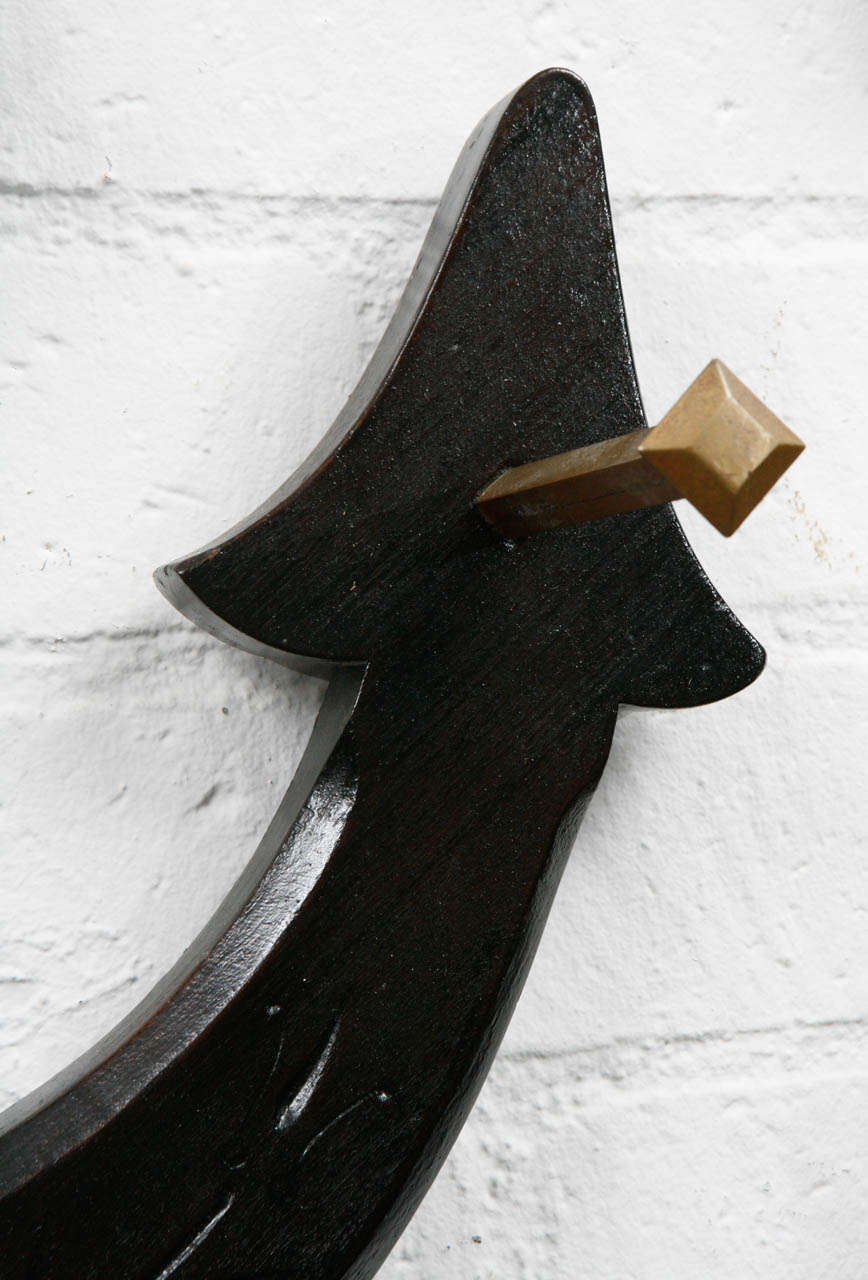 Large Eastlake Anchor Wall Rack with Mirror In Good Condition In Culver City, CA