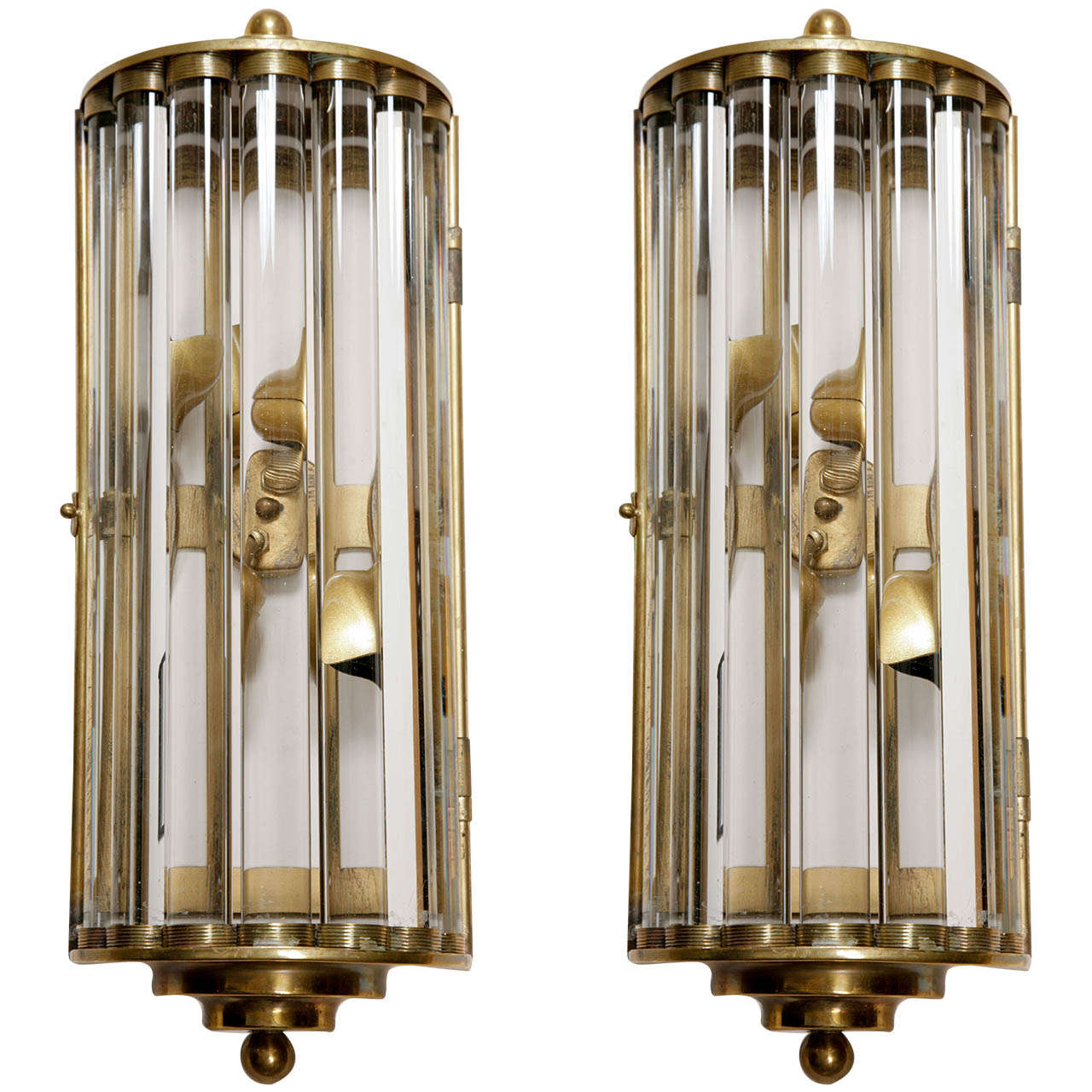 Italian brass and crystal bar wall lights at 1stDibs