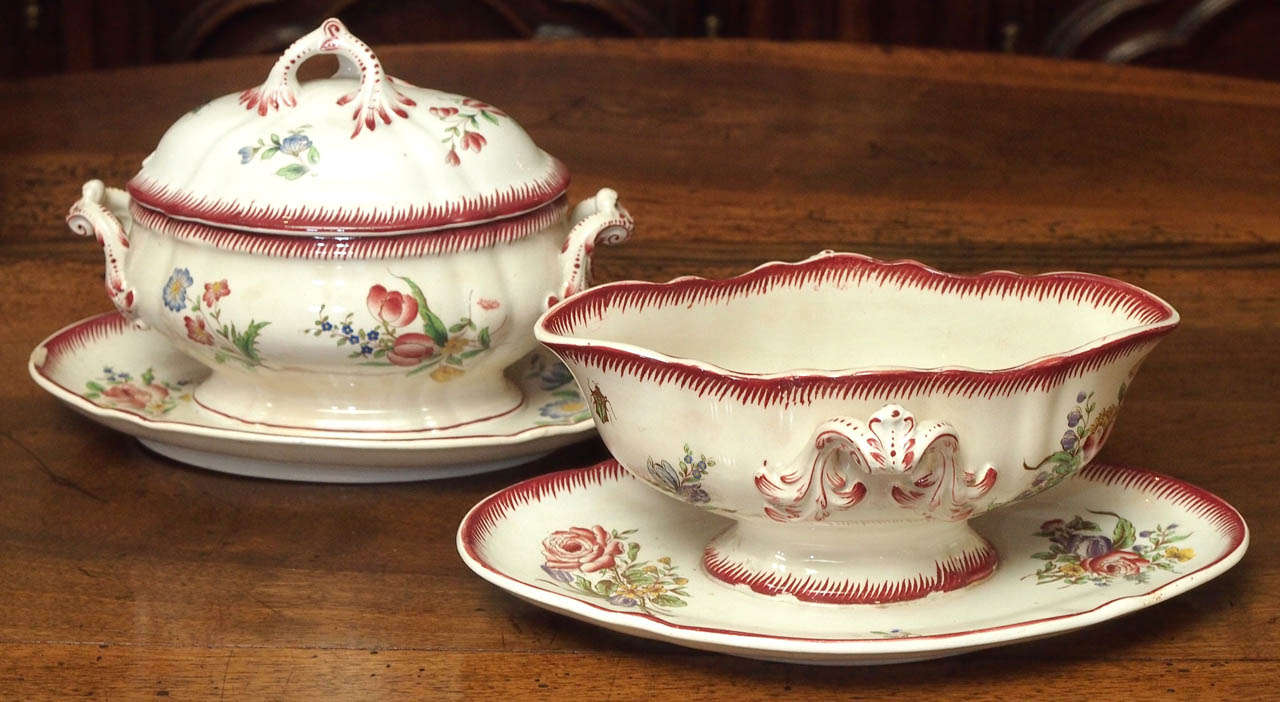 Fired 19th Century Fiaence Pexonne Dinner Service For Sale