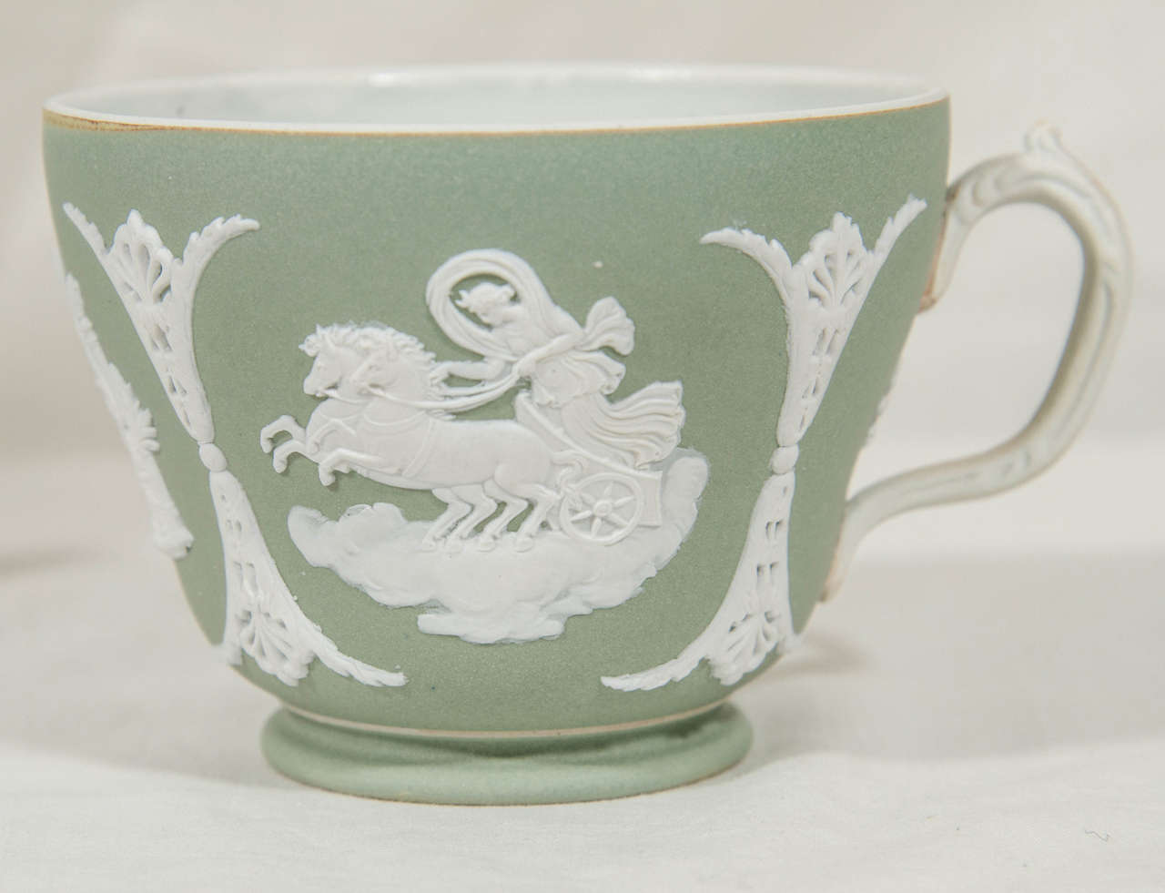 Neoclassical Antique Wedgwood Jasperware Tea Cup and Saucer