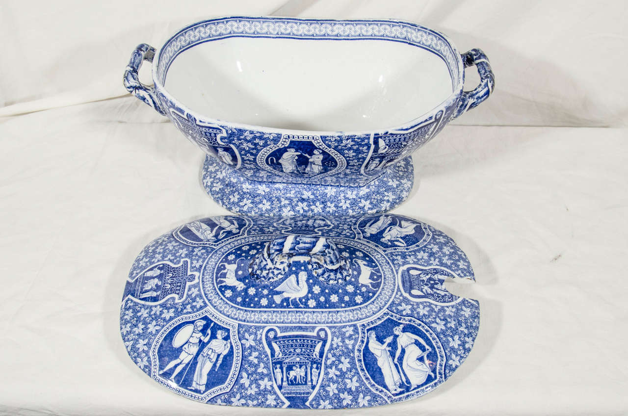 Earthenware A Pair of Copeland Spode Blue and White Neoclassical Soup Tureens