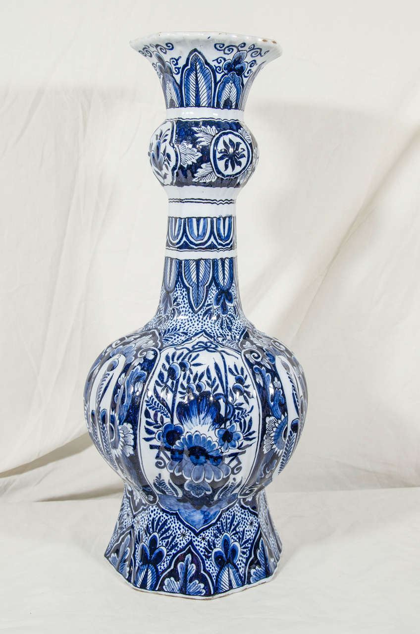 Pair of Large Dutch Delft Blue and White Vases