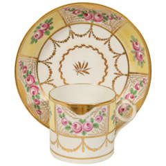 Early 19th Century English Cup and Saucer Painted in the Sevres Fashion