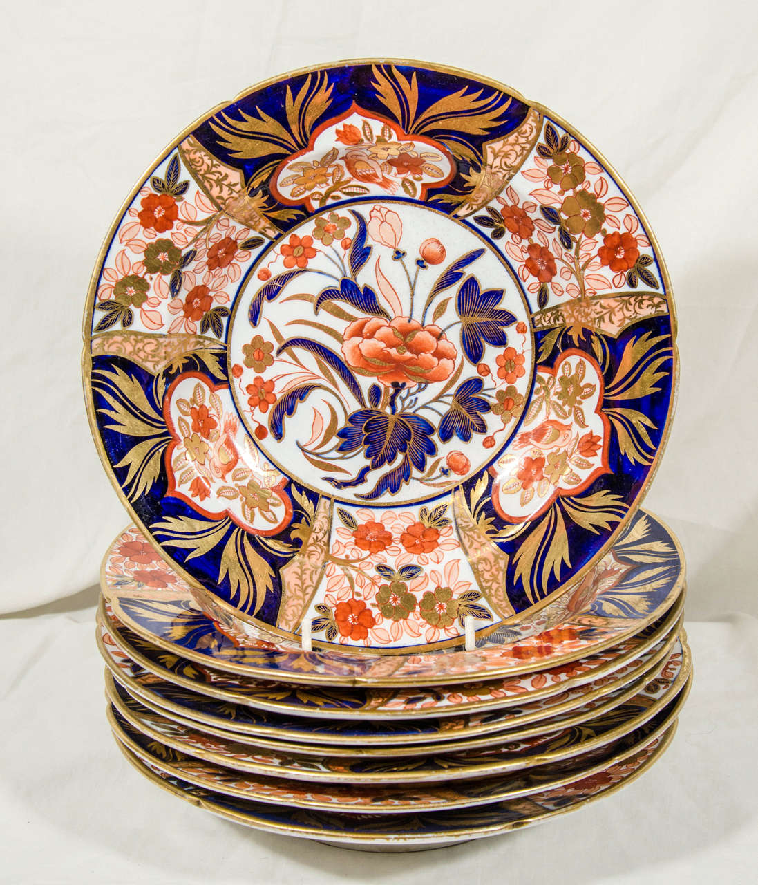 Hand-Painted Antique English Imari Dishes Made by Coalport