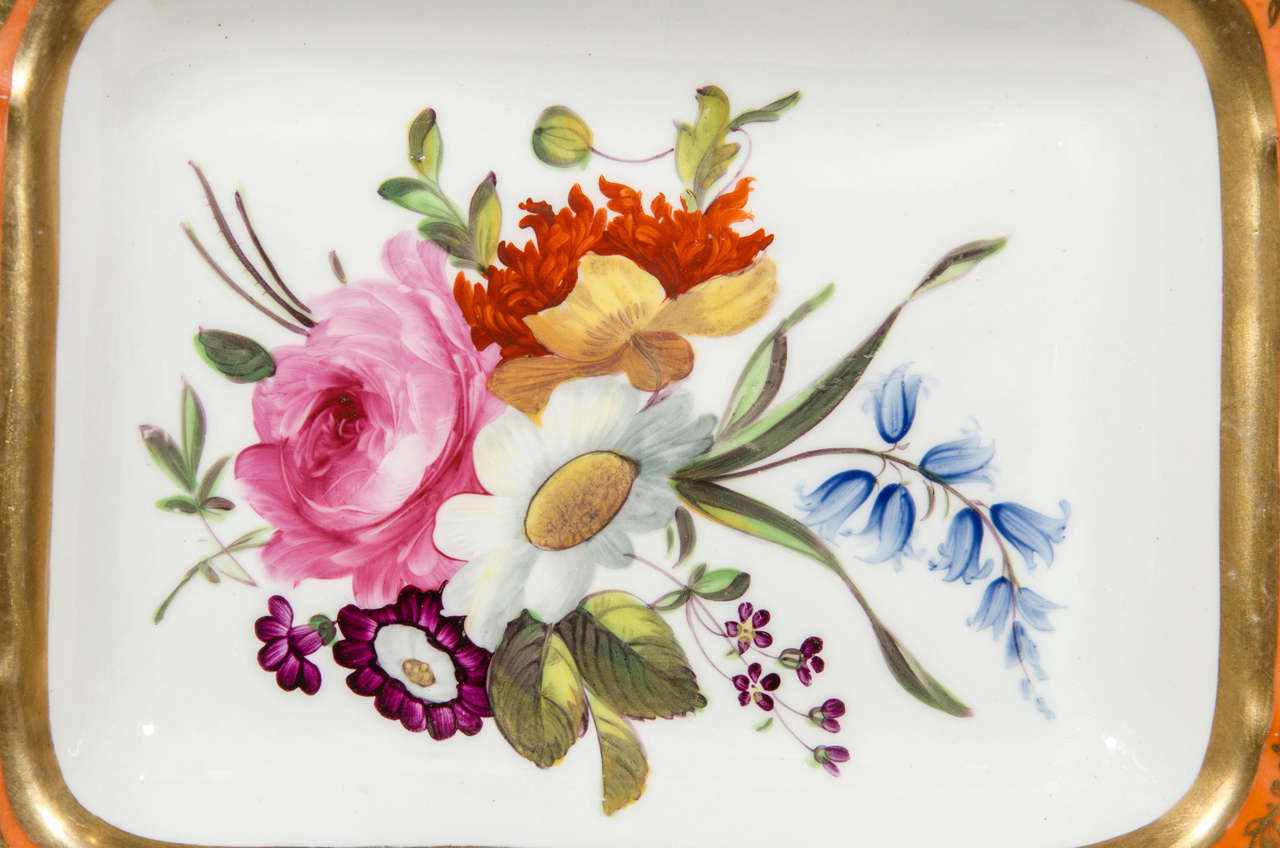 Pair of Rectangular Serving Dishes with Orange Borders