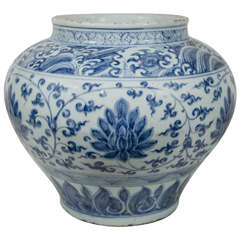 Antique Chinese Blue and White Wine Jar
