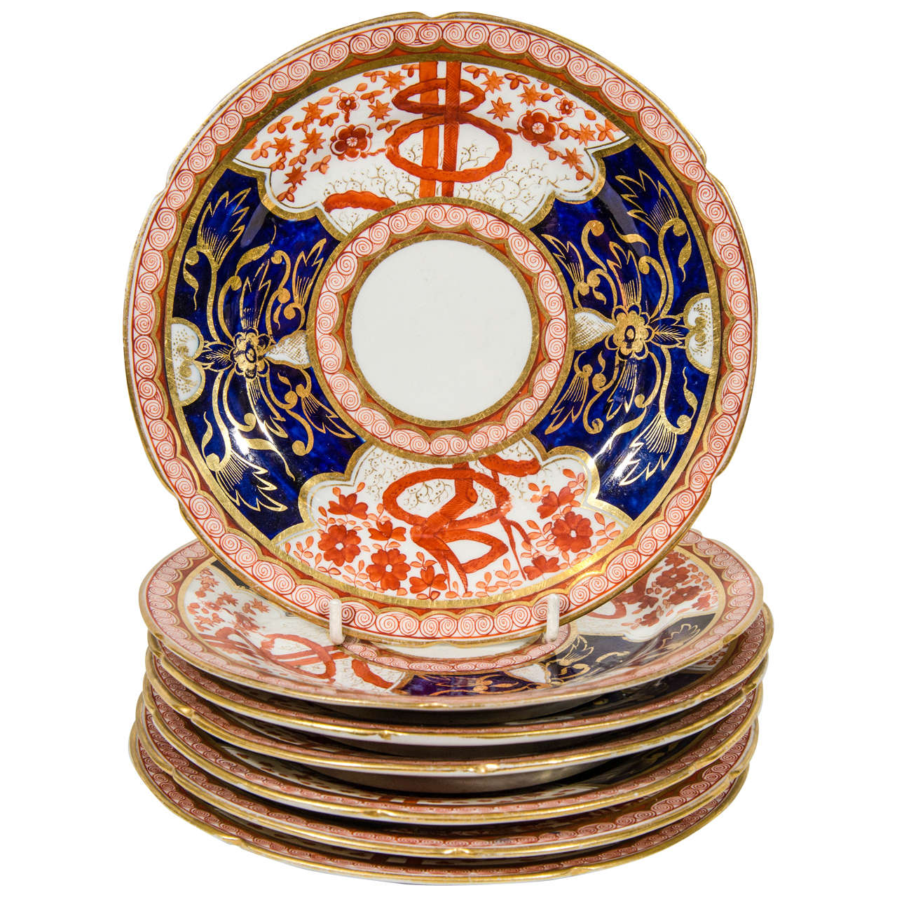 Dozen "Dollar" Pattern Imari Style Dessert Dishes at 1stDibs