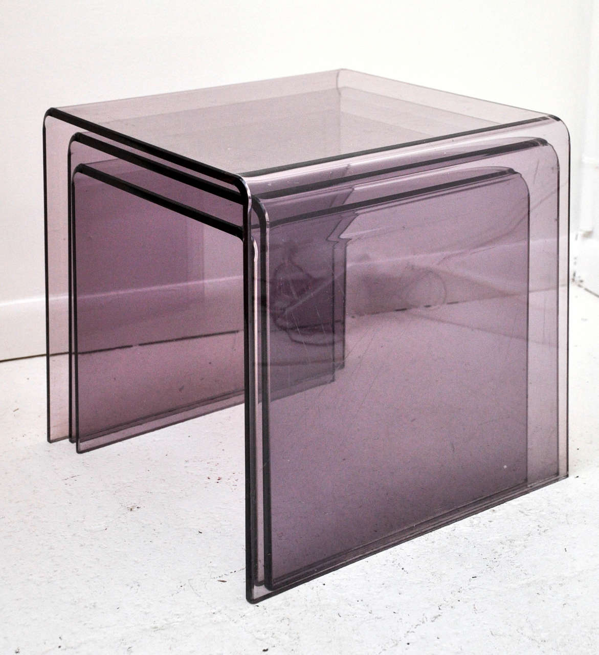 Set of Three Purple Lucite Nesting Tables at 1stDibs