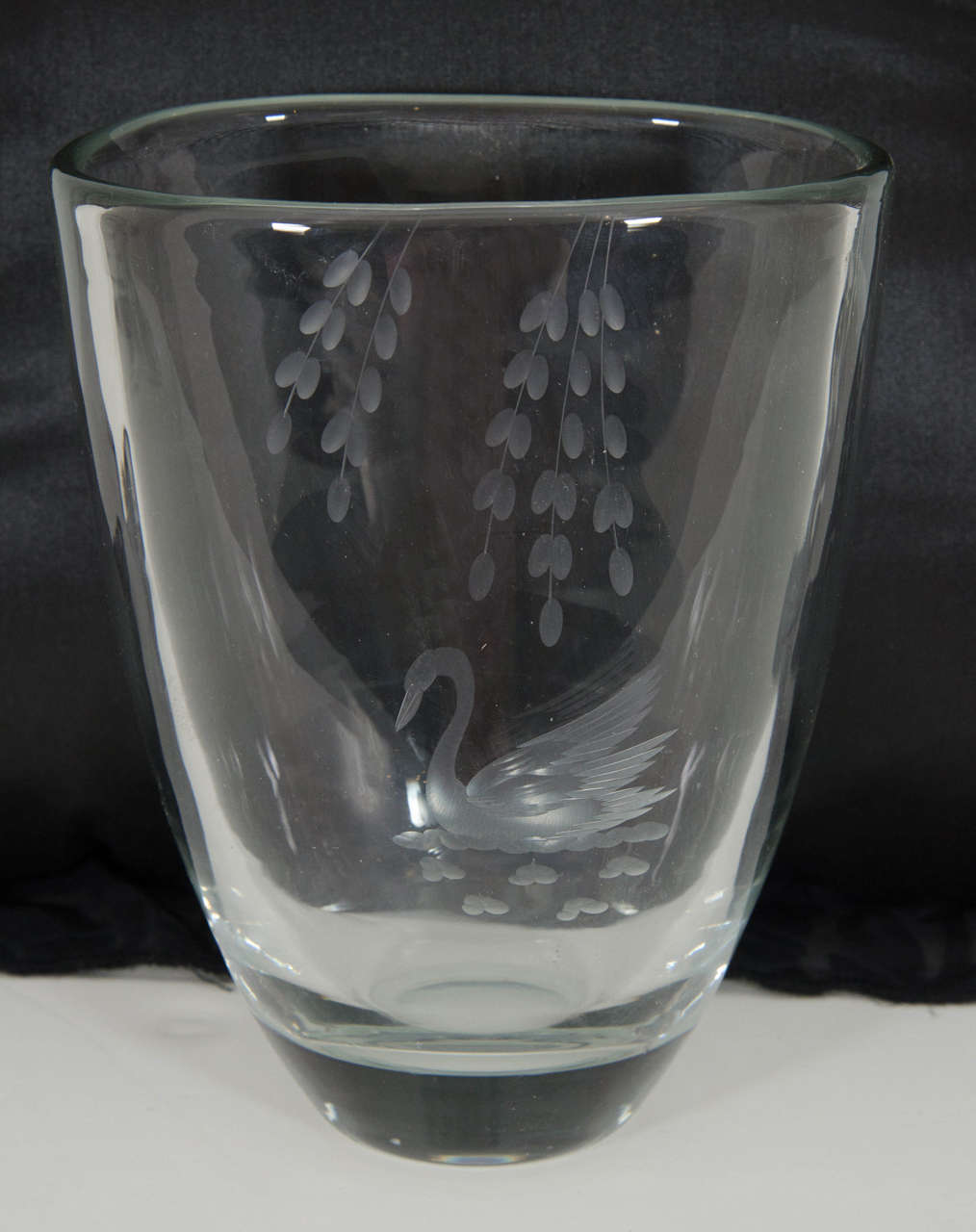 20th Century Leda and the Swan Mythology Crystal Vase For Sale