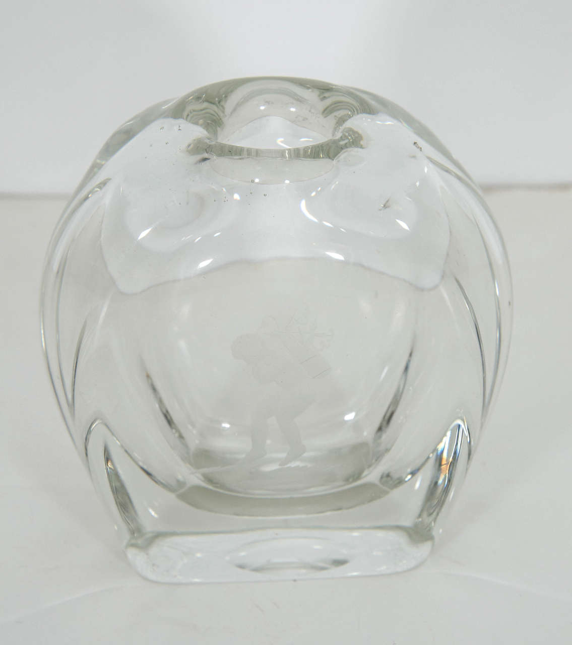 Swedish Petite Cupid Crystal Vase For Sale