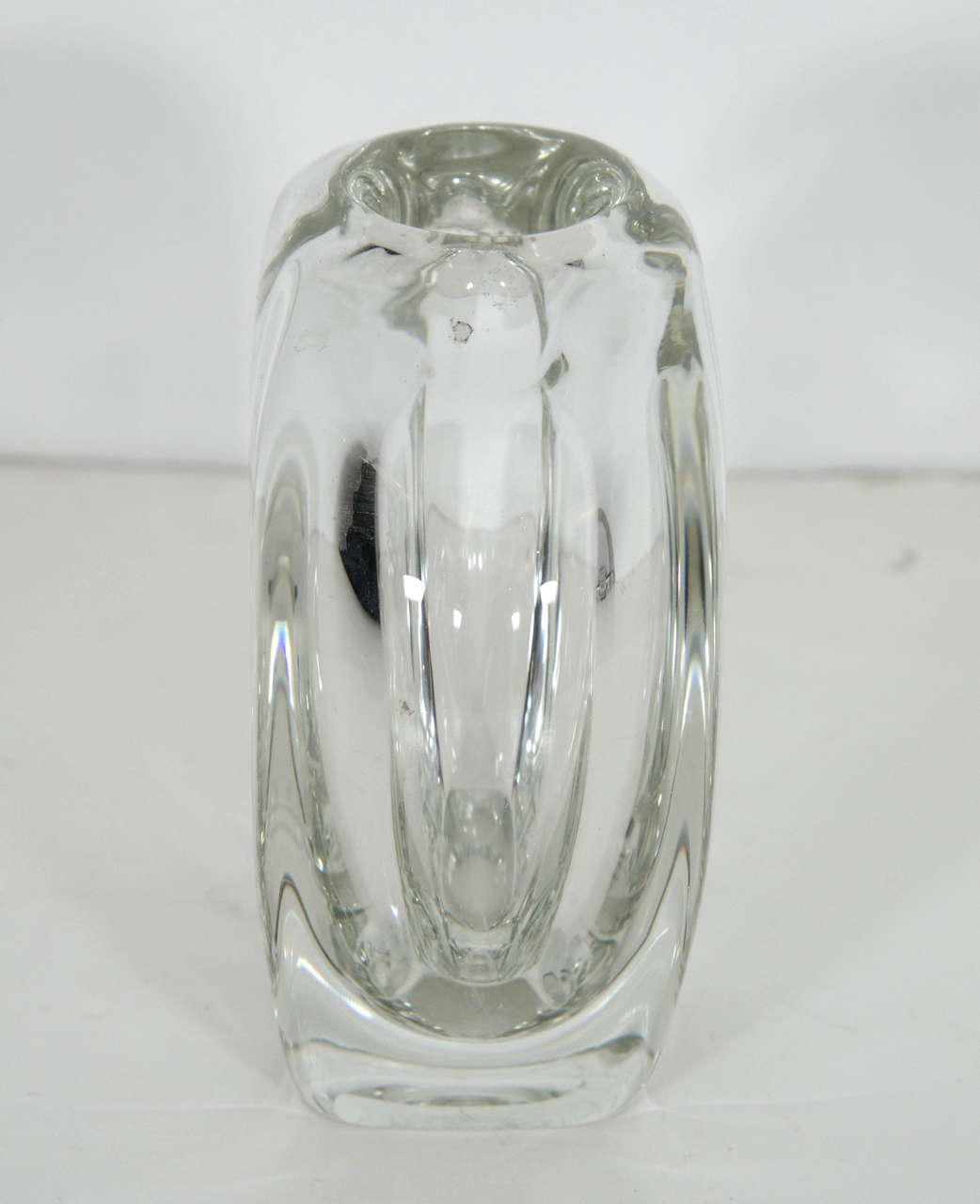 Etched Petite Cupid Crystal Vase For Sale