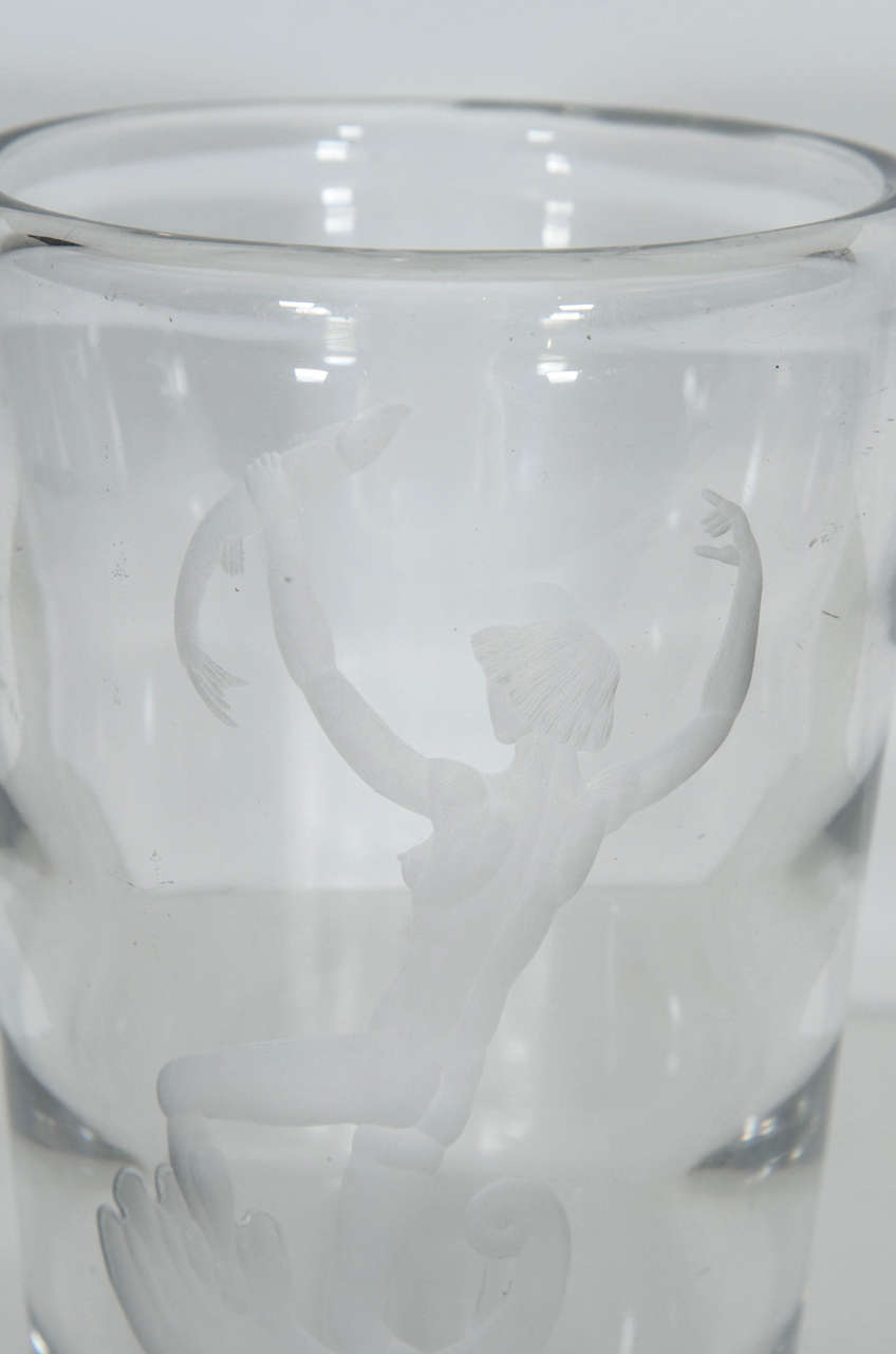 Art Deco Nautical Amphitrite Orrefors Crystal Vase