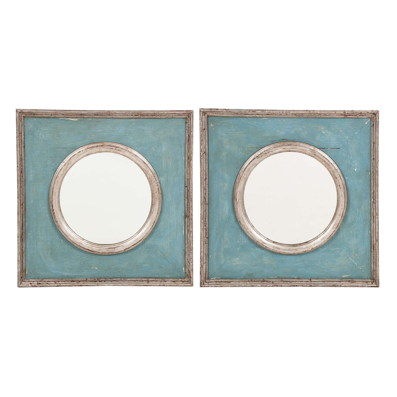 Pair of Painted and Silvered French Mirrors