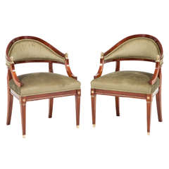 Pair of Swedish Late Gustavian Style Open Armchairs