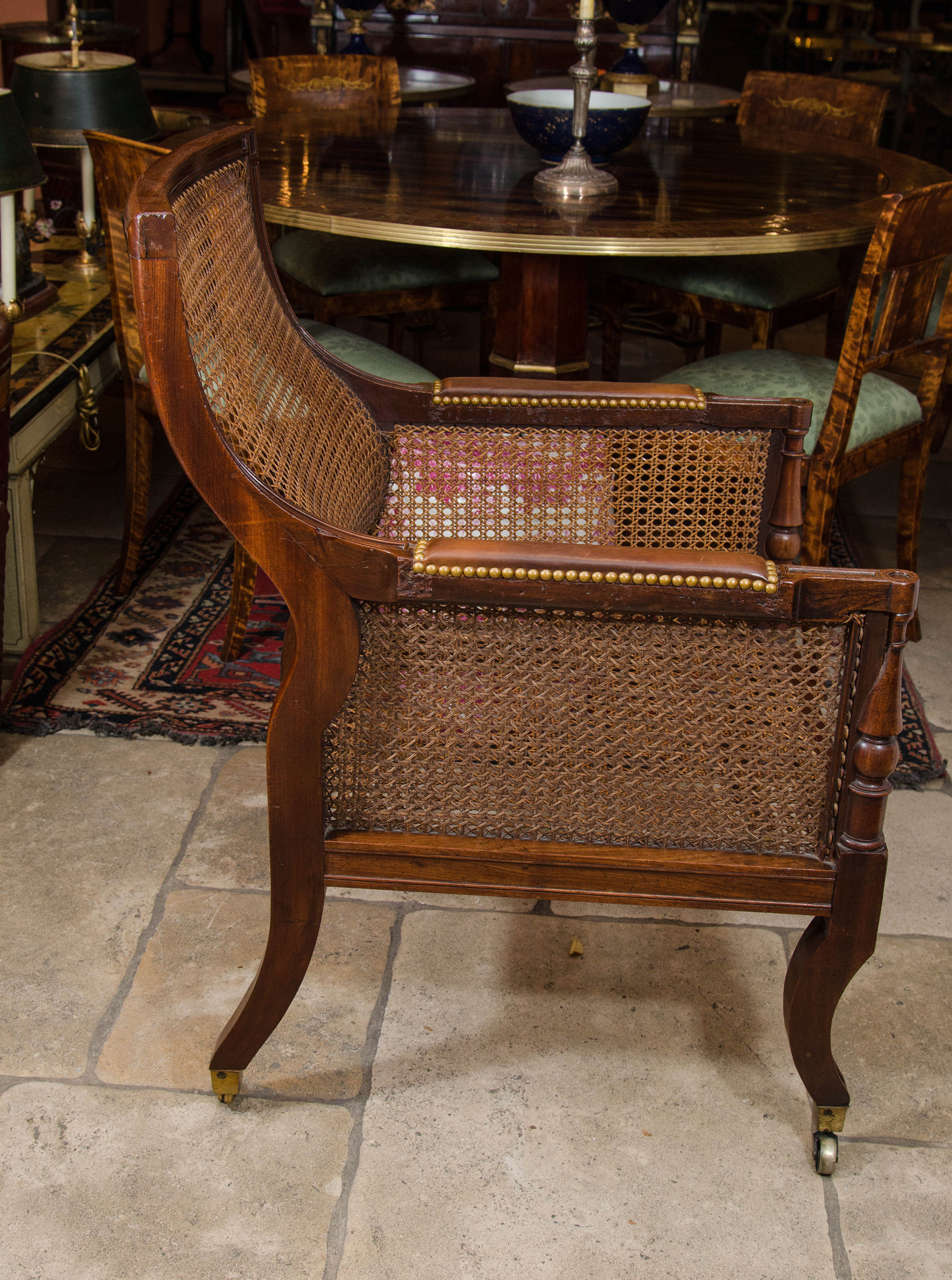 British Regency Caned Library Bergere Chair