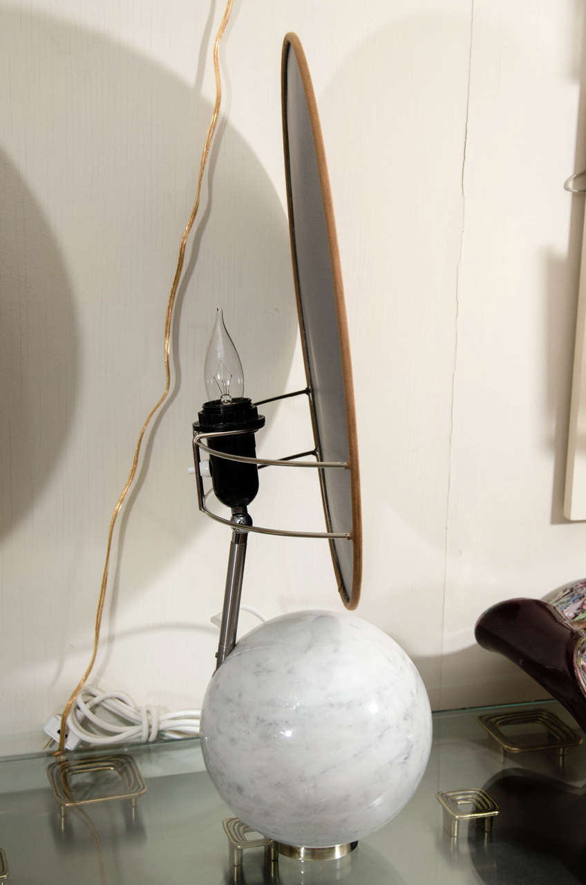 Pair of Gray Marble Spherical Table Lamps In Good Condition In New York, NY