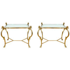 Pair of Curvilinear Brass Side Tables 7
