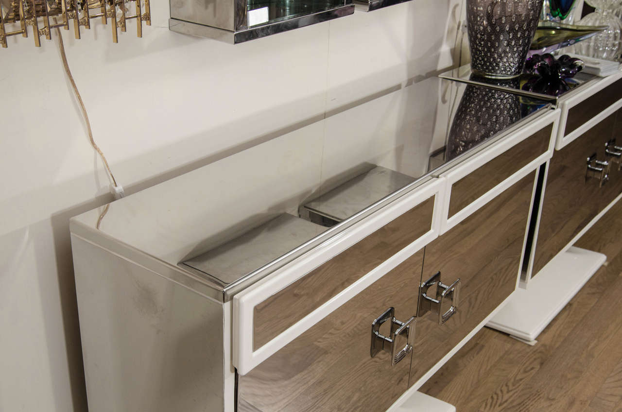 White Lacquered Wood and Steel End Table at 1stdibs