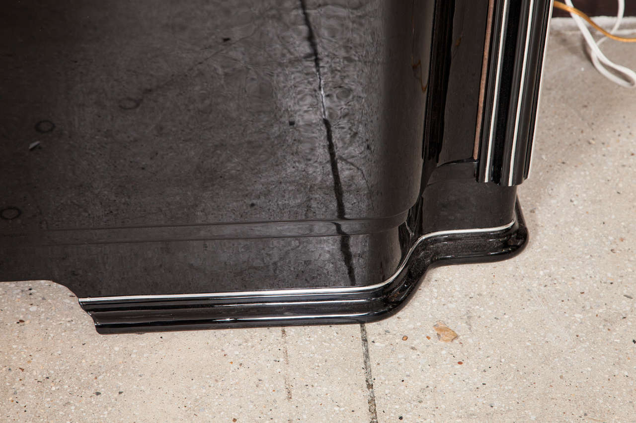 Wood Black Piano Lacquered Art Deco Sideboard or Credenza