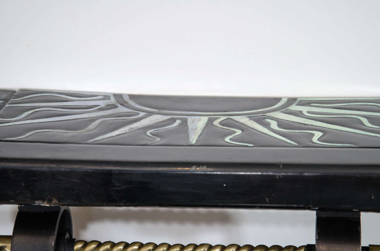 French Wall-Mounted Ceramic-Top Console For Sale
